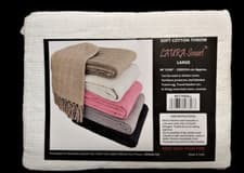 Image of XL WHITE CHECK 100% COTTON SOFA THROW BEDSPREAD 228x 254cm
