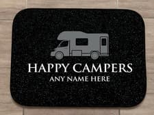 Image of Personalised Camper van Door Mat - Grey & Black Indoor campervan Mat 44cm x 32cm