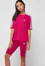 Image of Adidas Orig Sleek Cycle Shorts - Pink UK 6 - 3 Stripes - New