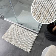 Image of Marble Chunky Bobble Bath Mat Non Slip 50 x 80cm - Super Soft Thick Bathroom Rug