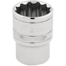 Image of Draper Expert HI-TORQ 12 Point Socket Polished Finish 1/2" Square Drive 21mm