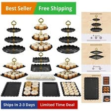 Image of Pack of 10 Cake Stand Set, with 3 x Two-Tier and 3 x Three-Tier Cupcake Stand...