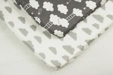 Image of 2 Pack Fitted Sheets Compatible chicco next to me Bedside Crib clouds grey white