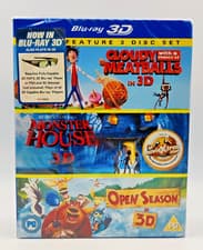 Image of Cloudy With A Chance Of Meatballs, Monster House, Open Season 3D Blu-ray. NEW