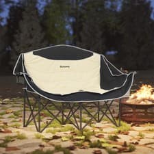 Image of Outsunny Double Camping Chair with Armrests & Cup Holders Khaki