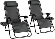 Image of 2 X RECLINING SUN LOUNGER OUTDOOR GARDEN FOLDING ZERO GRAVITY CHAIR ADJUSTABLE