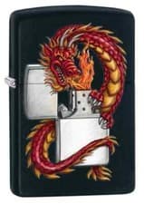 Image of NEW ZIPPO LIGHTER DRAGON ORIENTAL BLACK MATTE DESIGN PETROL WINDPROOF Z218DRAG