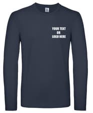 Image of Personalised B&C Printed #E150 Long Sleeve T-Shirt Logo Text Tee Top Sports Gym