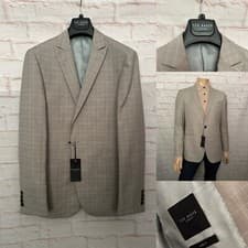 Image of Ted Baker Slim Fit Jacket, Oat Check, Size 40 Reg BNWT.