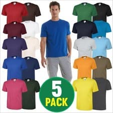 Image of Uneek 5 PACK Unisex Mens CLASSIC T-SHIRT Plain 100% Cotton Blank Tee T shirt TOP