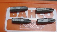 Image of BAHCO 4 X PH2 SCREWDRIVER BITS 1/4" HEX 25MM TOP QUALITY PHILLIPS