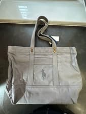 Image of Polo Ralph Lauren Canvas Tote/Beach Bag Zipped in Grey or Brown BNWT rrp £99