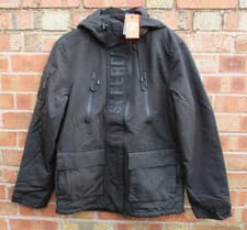 Image of Superdry Jacket Coat Hooded Ultimate Windcheater Zip Pockets Black Large 40" New