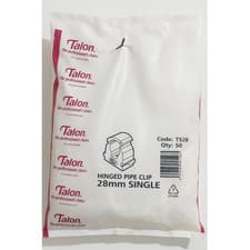 Image of Talon 28mm Single Hinged Pipe Clips Pack of 50 Plastic Fixings