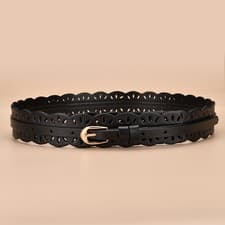 Image of New Women's Fashion Genuine Leather Wide Waist Belt - Stylish Cinch for Coats