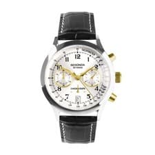 Image of Sekonda Mens ARCHER Chronograph 40mm Two Tone Watch Black Leather Strap 30235