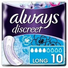 Image of Always Discreet Long non-winged Sanitary Towels 10 Pack