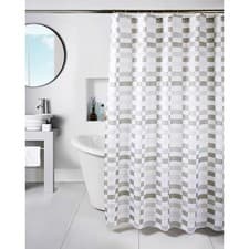 Image of Mono Jacquard Shower Curtain - Grey