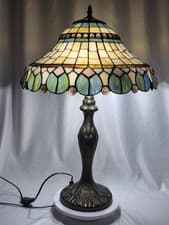 Image of Handcrafted Tiffany style 16 inch Table Lamp Stained Glass Living room Bedroom