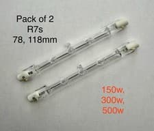 Image of R7s Linear Halogen Bulb 78mm 118mm 150W 300W 500W Tungsten Security Light Pack 2