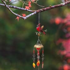 Image of Bird Wind Chime with Solar Light Indoor Outdoor Decor for Tree Pathway Yard