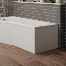 Image of White Gloss Shower Bath Panel 700mm - P Shaped End Acrylic Bathroom