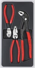 Image of Knipex 00 20 10 3 Piece Plier Set Combination Diagonal Snips Water Pump Pliers