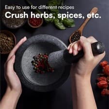 Image of Large Pestle and Mortar Set Granite Stone Spice Herb Crusher Grinder DIY Vintage