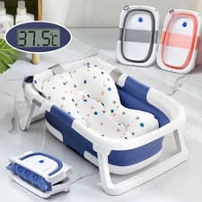 Image of Baby Folding Bath Tub with Antibacterial Plastic, Real-Time Temperature Display
