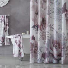 Image of Catherine Lansfield Dramatic Floral Polyester Shower Curtain, Blush