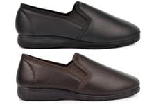 Image of Mens Leather Slippers Size 6 Boys Slippers Carpet Slip On Slipper Real Leather
