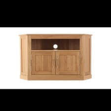 Image of Solid Oak Corner Television Cabinet Fully Built Premium Wood Quality
