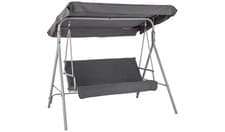 Image of 3 Seater Metal Garden Swing Chair - Grey
