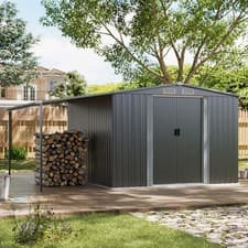 Image of 8x8ft FT Garden Shed Apex Roof & Side Log Store Canopy Storage House Shelter NEW