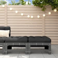 Image of WALPLUS Garden Footstools 2 pcs Grey with Cushions Solid Pine Wood