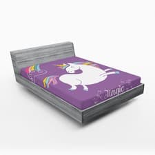Image of Unicorn Fitted Sheet Purple Kids Rainbow