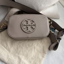 Image of Tory Burch Mini Miller Leather Crossbody Bag - Clay