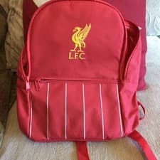 Image of Liverpool FC Backpack with Gold Liverbird Crest and L.F.C Text On The Front New