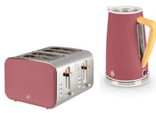 Image of Swan Nordic Kettle & 4 Slice Toaster. Scandinavian Design Set in Fuchsia Colour