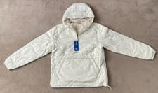 Image of Adidas Down Quilted Half-Zip Puffer Jacket Coat Overhead Winter White Size Small