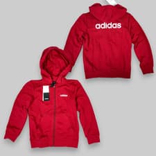 Image of Adidas Essentials Linear Zip Hoodie Boys Kids Full Zipped Sportswear Hoody New
