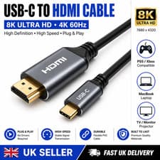 Image of USB C to HDMI Cable 8K 4K 60Hz Type C Adapter MacBook Laptop TV 2m
