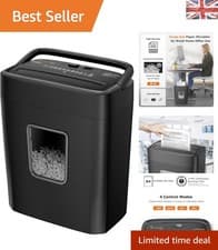 Image of Portable 8-Sheet Cross-Cut Shredder – P-4 Security, Automatic Start-Stop Feature