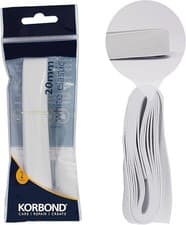Image of Korbond White Sewing Elastic Tape 20mm X 2M, Repair Clothes, Waistbands New UK