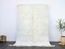 Image of Custom Moroccan Beni Ourain Rug Modern Boho Shag Wool White Berber Area Rug