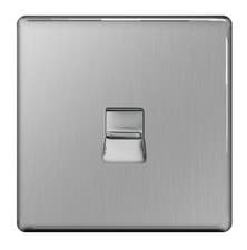 Image of BG FBSBTM1 Screwless Flatplate Telephone Socket Master 1 Gang (Brushed Steel)