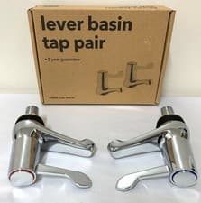 Image of Standard Chrome Lever Basin Taps (Pair) Hot and Cold