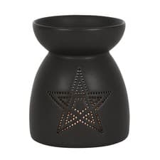 Image of Black Pentagram Star Cut Out Oil Buner Wax Burner Tealight Holder Brand New