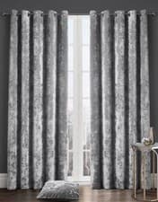 Image of Luxury Crushed Velvet Curtain Pair Eyelet Ring Top Fully Lined Ready Curtains