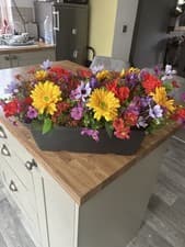 Image of Large Garden Patio Planter With Artificial Flowers Handmade
